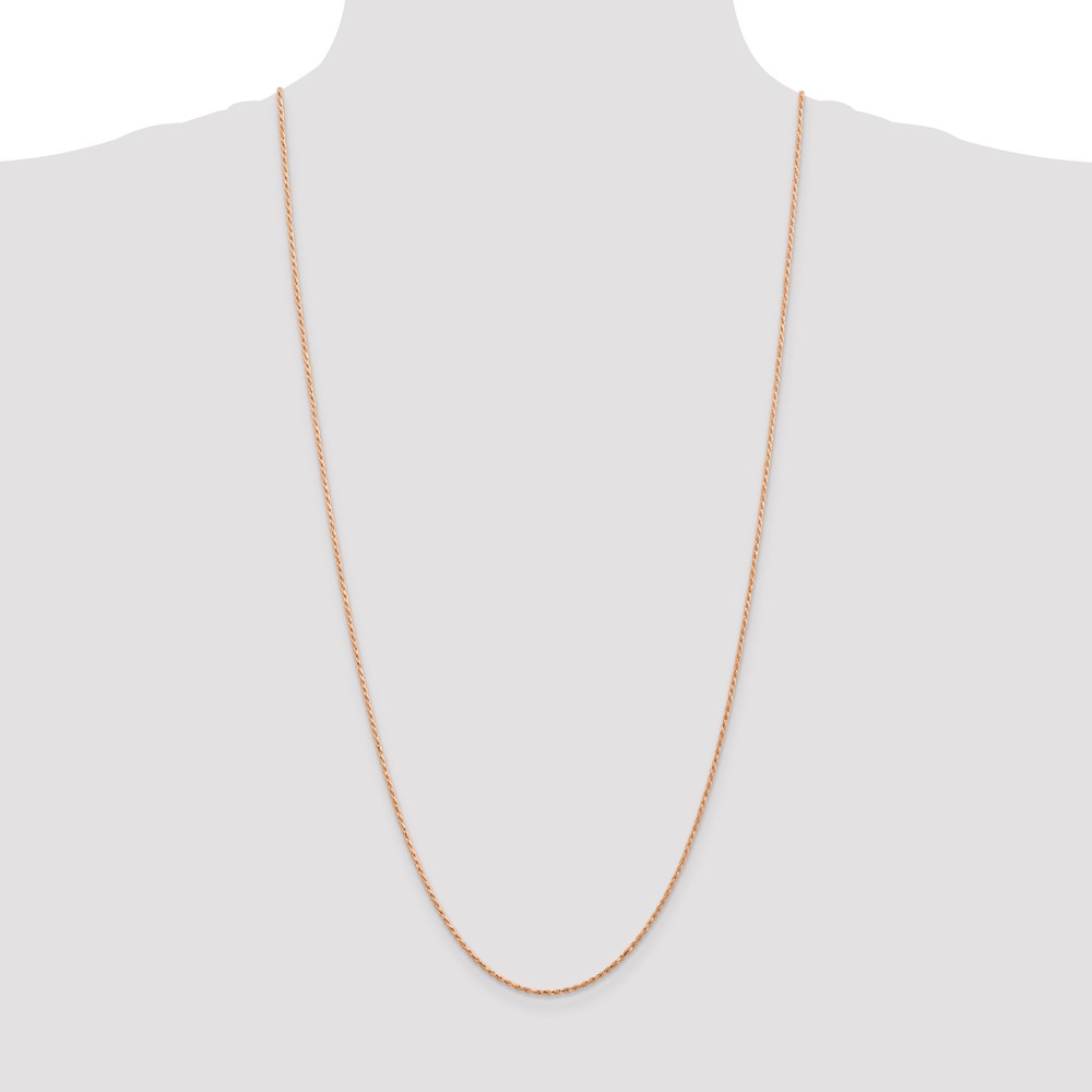 14K Rose Gold 30 inch 1.5mm Diamond-cut Man Made Rope with Lobster Clasp Chain (R012-30)