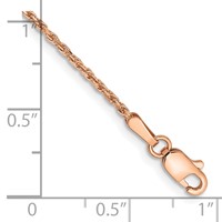 14K Rose Gold 1.5mm Diamond-cut Man Made Rope Chain with Lobster Clasp, 7" view 2