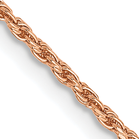 14K Rose Gold 24 inch 1.5mm Diamond-cut Man Made Rope with Lobster Clasp Chain (R012-24)