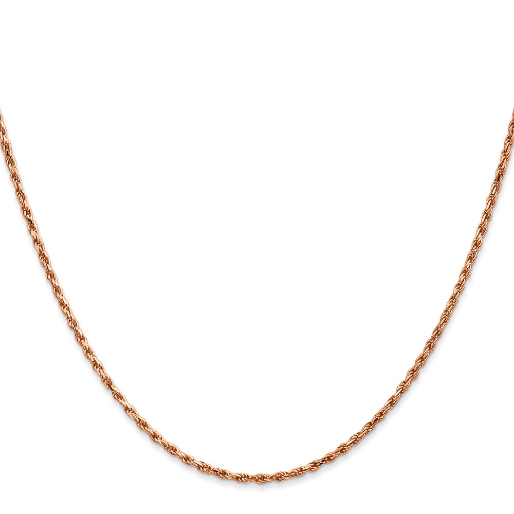 14K Rose Gold 18 inch 1.8mm Diamond-cut Man Made Rope with Lobster Clasp Chain (R014-18)