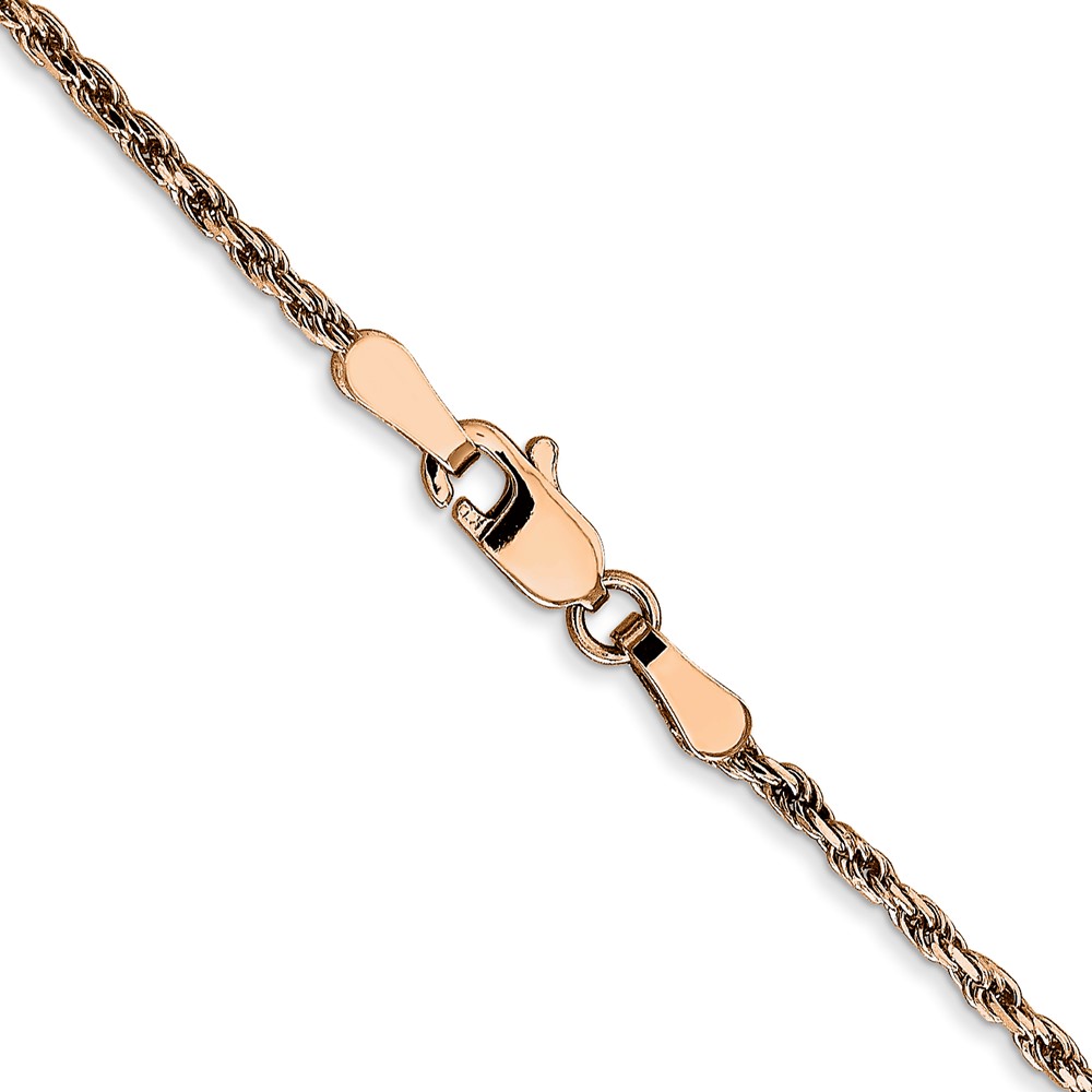 14K Rose Gold 18 inch 1.8mm Diamond-cut Man Made Rope with Lobster Clasp Chain (R014-18)