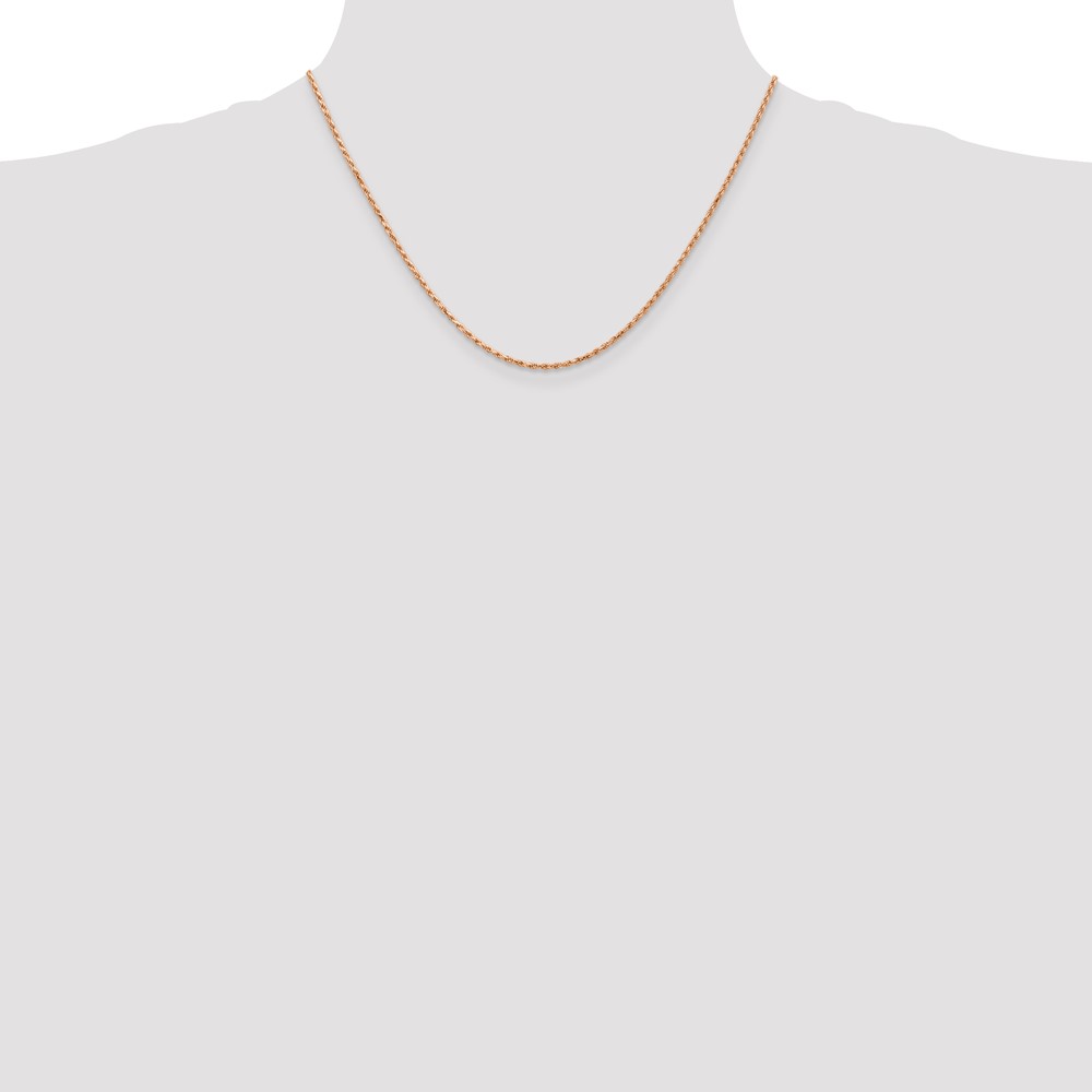 14K Rose Gold 18 inch 1.8mm Diamond-cut Man Made Rope with Lobster Clasp Chain (R014-18)