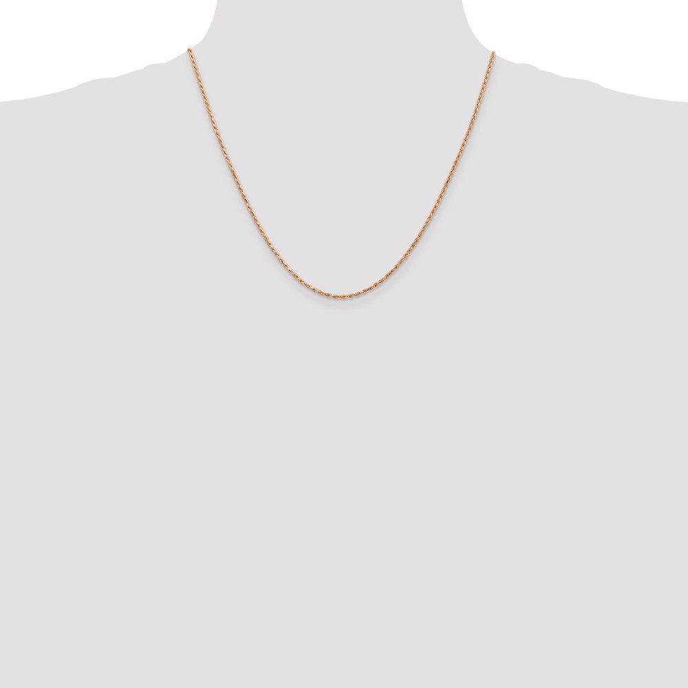 14K Rose Gold 20 inch 1.8mm Diamond-cut Man Made Rope with Lobster Clasp Chain (R014-20)