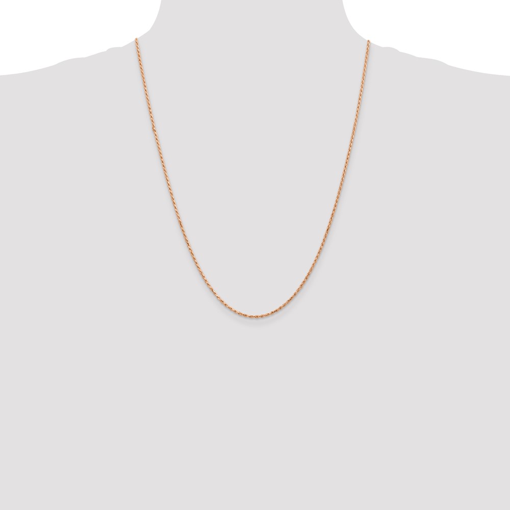 14K Rose Gold 24 inch 1.8mm Diamond-cut Man Made Rope with Lobster Clasp Chain (R014-24)