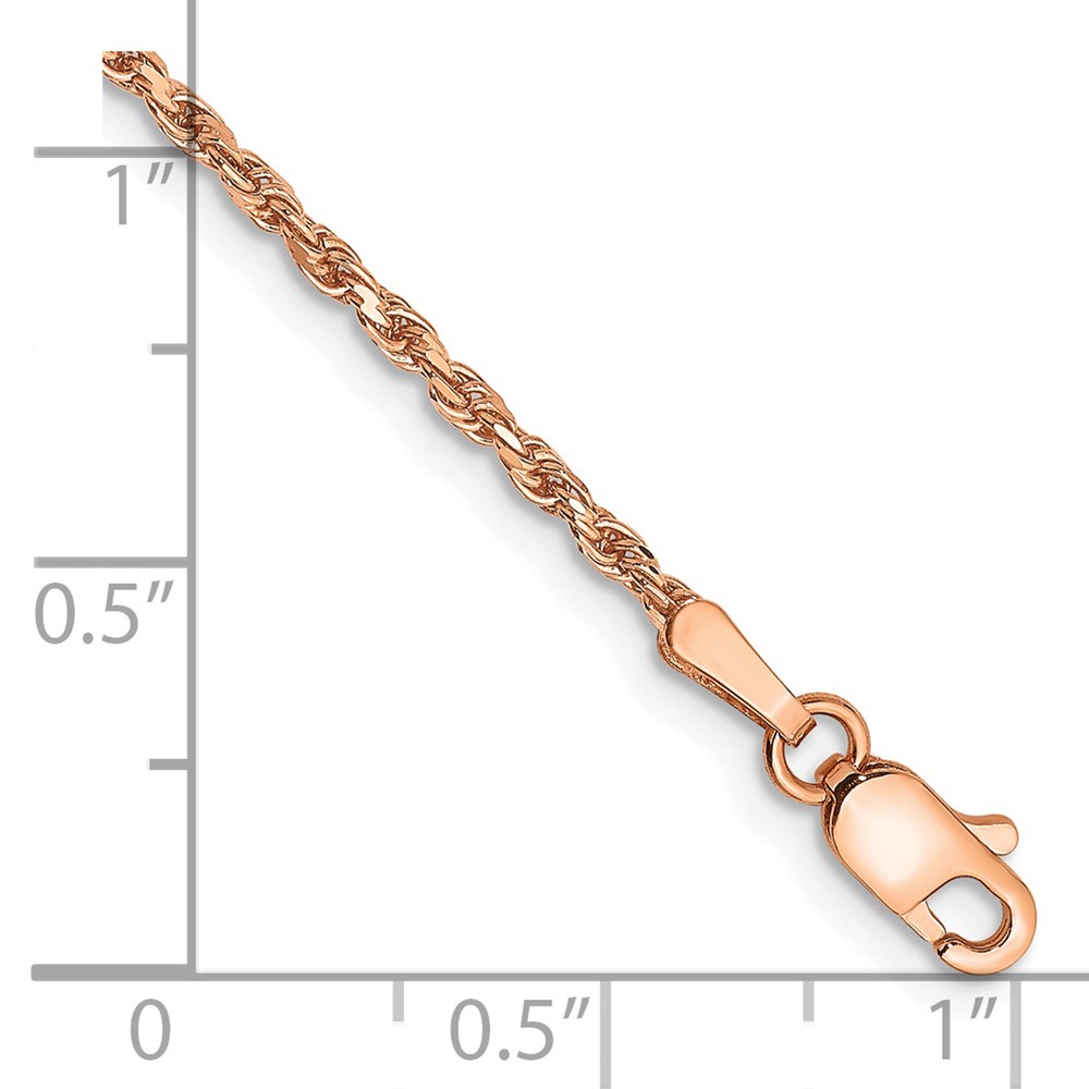 14K Rose Gold 7 inch 1.8mm Diamond-cut Man Made Rope with Lobster Clasp Chain (R014-7)