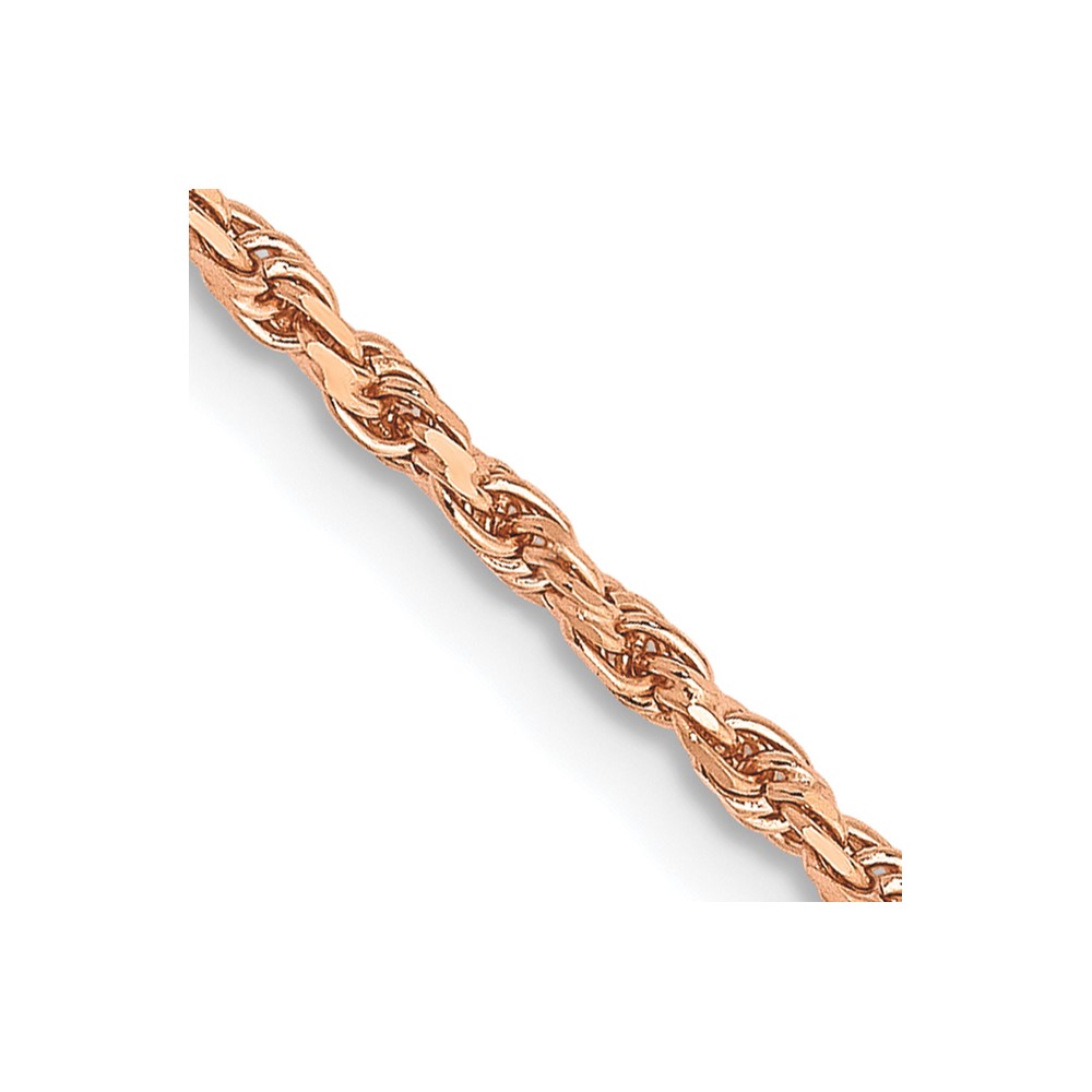 14K Rose Gold 18 inch 1.8mm Diamond-cut Man Made Rope with Lobster Clasp Chain (R014-18)