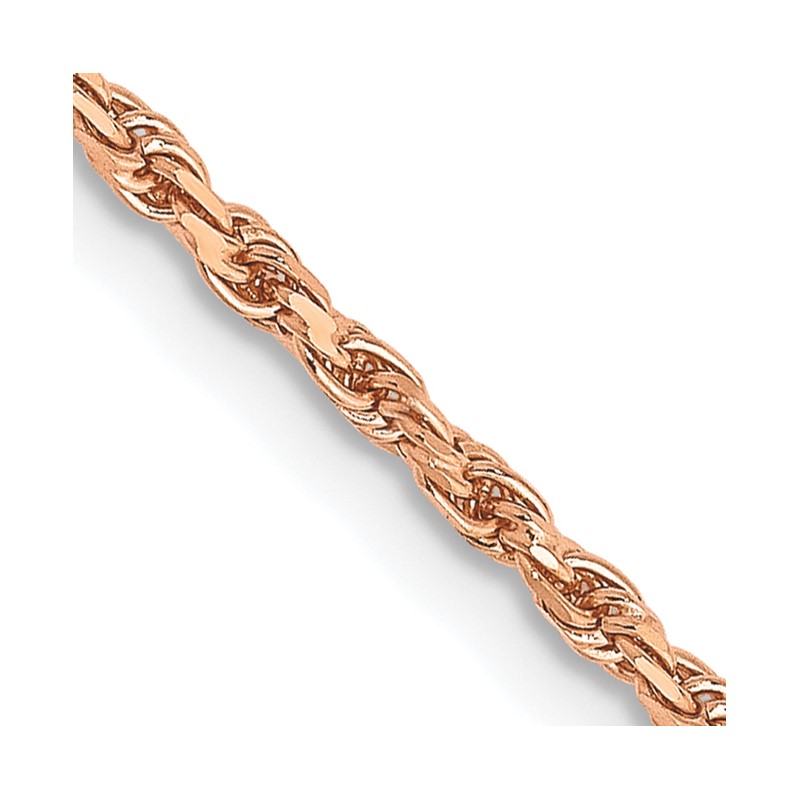 14K Rose Gold 30 inch 1.8mm Diamond-cut Man Made Rope with Lobster Clasp Chain