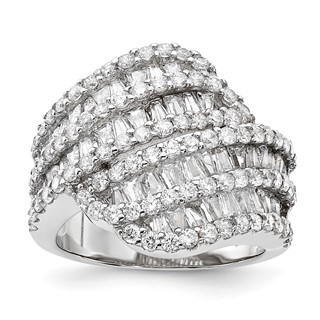 Sterling Silver Rhodium-plated Fancy CZ Ring
