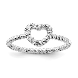 Sterling Silver Rhodium-plated CZ Heart Ring