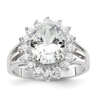 Sterling Silver Rhodium plated CZ Ring