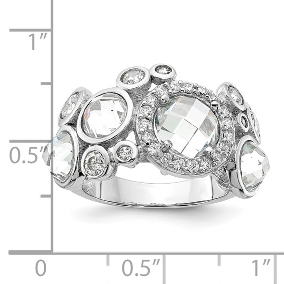 Sterling Silver Rhodium-plated CZ Fancy Design Ring