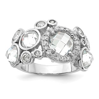Sterling Silver Rhodium-plated CZ Fancy Design Ring