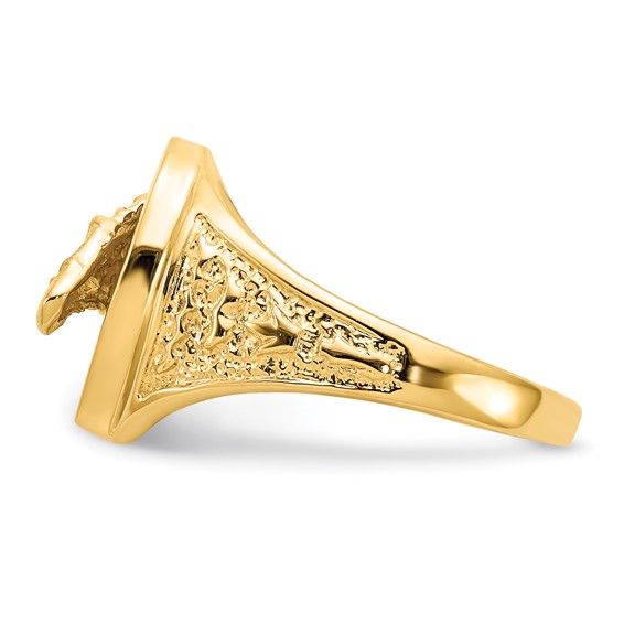 IB Goodman 14k Polished Horseshoe with Horse in Center Mens Ring