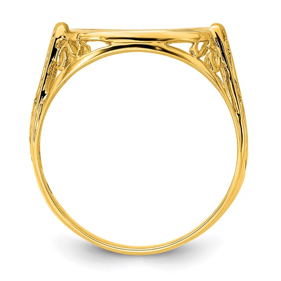 14ky Ladies' Wire Curl Filigree Prong Coin Bezel Ring                 