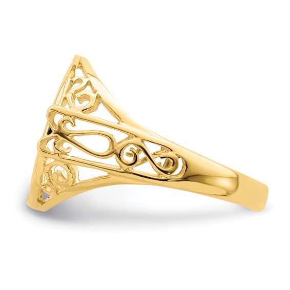 14ky Ladies' Wire Curl Filigree Prong Coin Bezel Ring                 