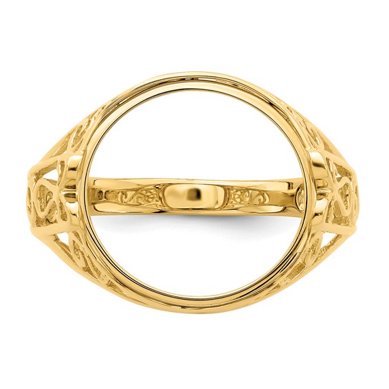 14ky Ladies' Wire Curl Filigree Prong Coin Bezel Ring                 