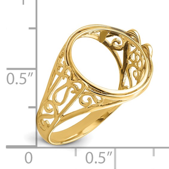 14ky Ladies' Wire Curl Filigree Prong Coin Bezel Ring                 