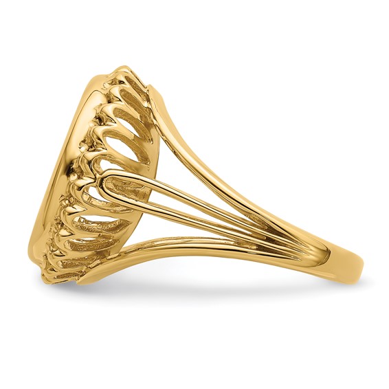 14ky Polished Ladies' Wire Design Prong Coin Bezel Ring               