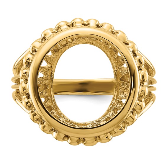 14ky Polished Ladies' Wire Design Prong Coin Bezel Ring               