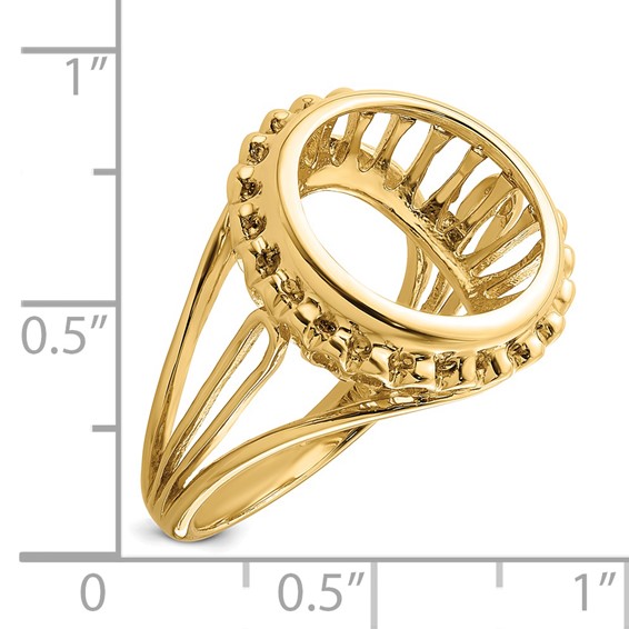 14ky Polished Ladies' Wire Design Prong Coin Bezel Ring               