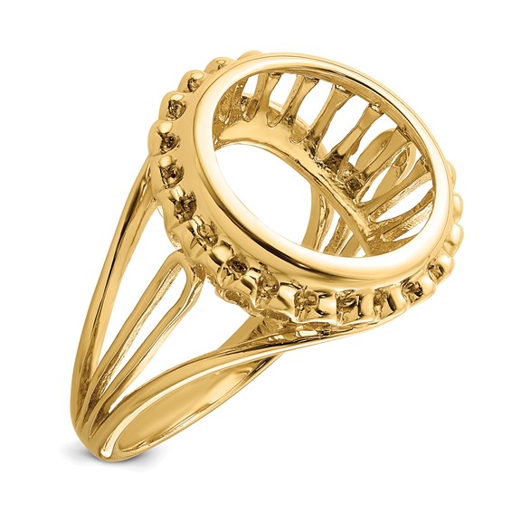 14ky Polished Ladies' Wire Design Prong Coin Bezel Ring               