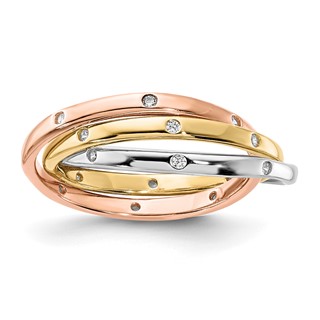 Sterling Silver Rh-plated, Rose-plated & Gold-plated CZ 3 Intertwine Rings