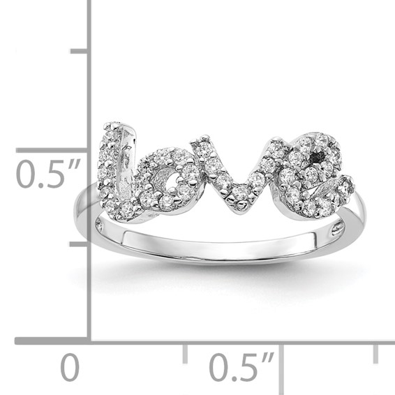 Sterling Silver Rhodium-plated "LOVE" CZ Ring