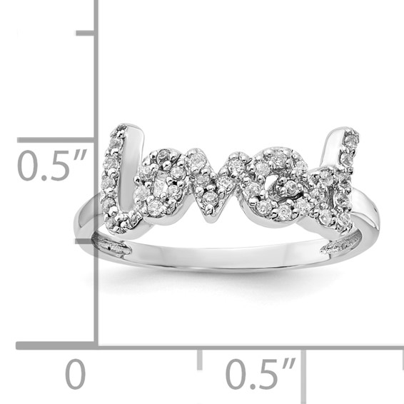 Sterling Silver Rhodium-plated Word "LOVED" CZ Ring