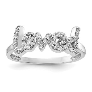 Sterling Silver Rhodium-plated Word "LOVED" CZ Ring