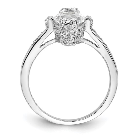 Sterling Silver Rhodium-plated Marquis Shape Center CZ Ring
