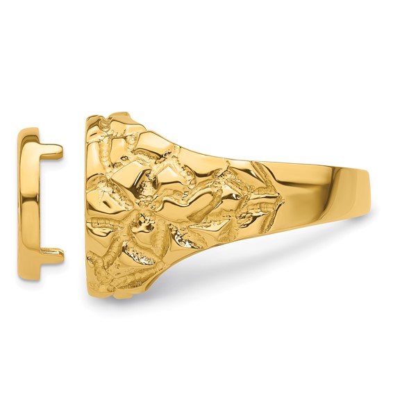 14ky Polished Men's Nugget Coin Bezel Ring                            