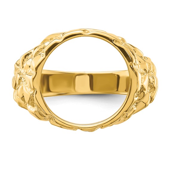 14ky Polished Men's Nugget Coin Bezel Ring                            