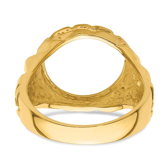 14ky Polished Men's Nugget Coin Bezel Ring                            