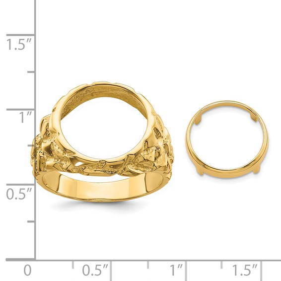 14ky Polished Men's Nugget Coin Bezel Ring                            