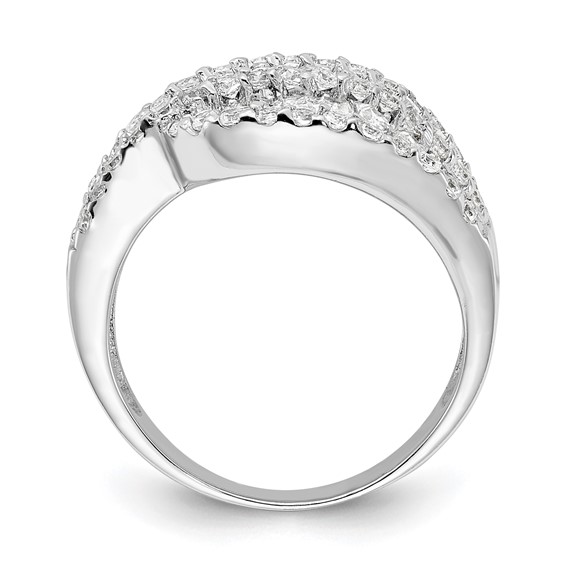 Sterling Silver Rhodium-plated CZ Fancy Ring
