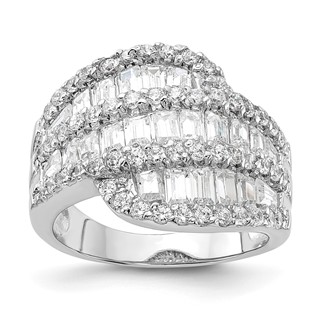 Sterling Silver Rhodium-plated CZ Fancy Ring