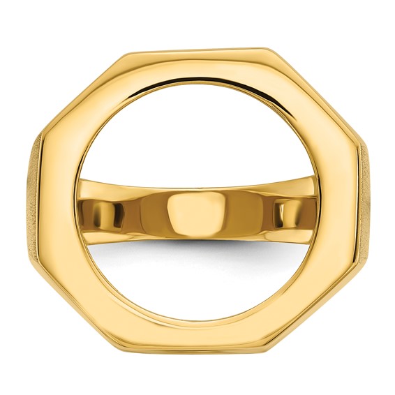 14ky Men's Textured Octagonal Coin Bezel Ring                       