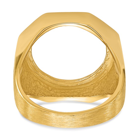 14ky Men's Textured Octagonal Coin Bezel Ring                       