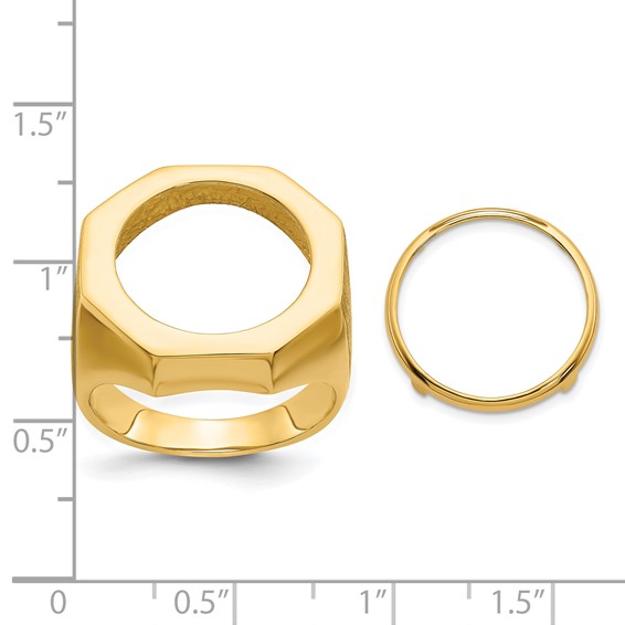 14ky Men's Textured Octagonal Coin Bezel Ring                       