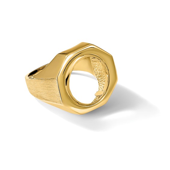14ky Men's Textured Octagonal Coin Bezel Ring                       
