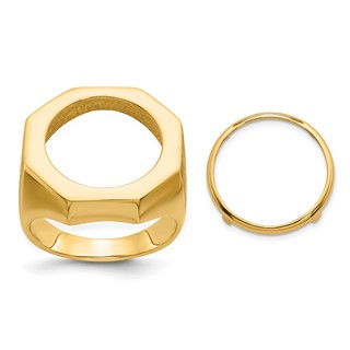 14ky Men's Textured Octagonal Coin Bezel Ring                       