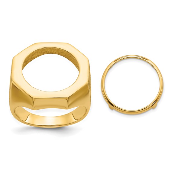 14ky Men's Textured Octagonal Coin Bezel Ring                       