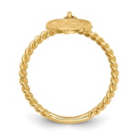 14K Yellow Gold Polished Angel Dangle Twisted Band Ring view 2