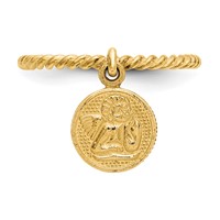 14K Yellow Gold Polished Angel Dangle Twisted Band Ring view 5