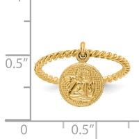 14K Yellow Gold Polished Angel Dangle Twisted Band Ring view 3