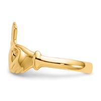 14K Yellow Gold Polished Claddagh Ring view 4