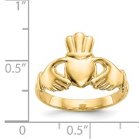 14K Yellow Gold Polished Claddagh Ring view 3