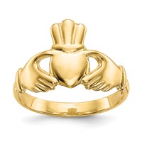 14K Yellow Gold Polished Claddagh Ring view 1