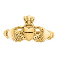 14K Yellow Gold Polished Claddagh Ring view 5