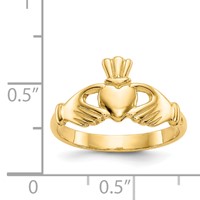 14K Yellow Gold Polished Claddagh Ring view 3